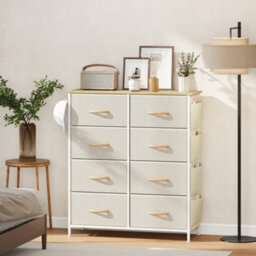 Homcom Fabric Chest Of Drawers, 8 Drawer Dresser For Bedroom, Beige