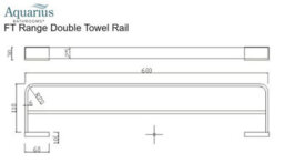 Aquarius Ft Double Towel Bar 600mm Chrome - thumbnail 3
