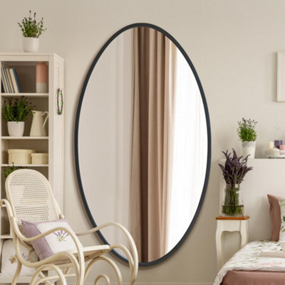 MirrorOutlet The Ovale Black Metal Framed Oval Mirror 180 X 100Cm - image 1