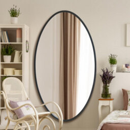 MirrorOutlet The Ovale Black Metal Framed Oval Mirror 180 X 100Cm