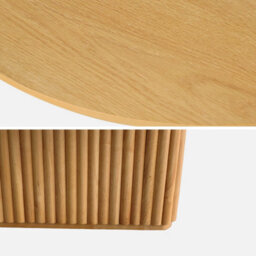 Sweeek - Oval Rubberwood Coffee Table With Light Wood Veneer    L 122 X D 65 X H 35 Cm    Gabrielle - thumbnail 3