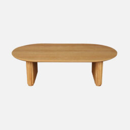 Sweeek - Oval Rubberwood Coffee Table With Light Wood Veneer    L 122 X D 65 X H 35 Cm    Gabrielle - thumbnail 2