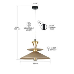 Luminosa Lighting Luminosa Della Dome Pendant Ceiling Light Gold, Beige 1X E27 - thumbnail 3