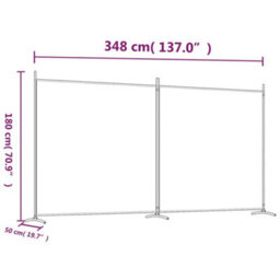 Vidaxl 2-Panel Room Divider White 348X180 Cm Fabric - thumbnail 3