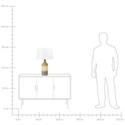 Beliani Table Lamp Beige-Grey Ceramic Base White Fabric Shade, W40 X D40 X H64Cm - thumbnail 7