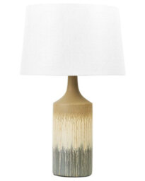Beliani Table Lamp Beige-Grey Ceramic Base White Fabric Shade, W40 X D40 X H64Cm - thumbnail 2