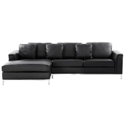 Beliani Corner Sofa 4 Seater Oslo Leather Black Right Hand - image 1