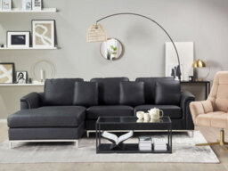Beliani Corner Sofa 4 Seater Oslo Leather Black Right Hand - thumbnail 2