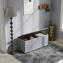 Ottoman Storage Box Large Wooden Blanket Toy Chest Bedroom Bench - thumbnail 3