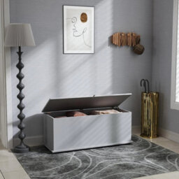 Ottoman Storage Box Large Wooden Blanket Toy Chest Bedroom Bench - thumbnail 5