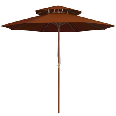 Berkfield Double Decker Parasol With Wooden Pole Terracotta 270 Cm - image 1