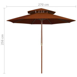 Berkfield Double Decker Parasol With Wooden Pole Terracotta 270 Cm - thumbnail 6