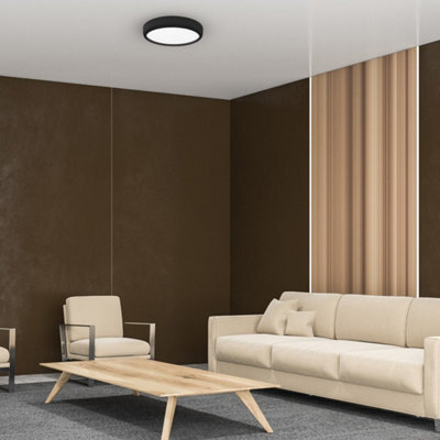 Milagro Gea Black Led Ceiling Lamp A Stylish Contemporary 39Cm 36W Light With Remote Control And Low Energy Light Source - image 1