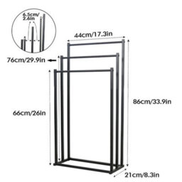 3 Tier Freestanding Towel Rail Stand Black Bathroom Storage Rack - thumbnail 2