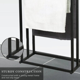 3 Tier Freestanding Towel Rail Stand Black Bathroom Storage Rack - thumbnail 4