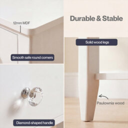 Levede Bedside Table Narrow Modern End Table Drawer & Shelf Bedroom White - thumbnail 8