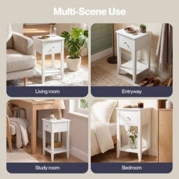 Levede Bedside Table Narrow Modern End Table Drawer & Shelf Bedroom White - thumbnail 9