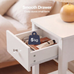 Levede Bedside Table Narrow Modern End Table Drawer & Shelf Bedroom White - thumbnail 6