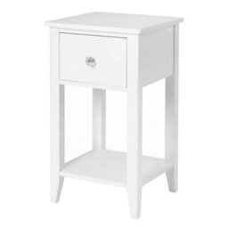 Levede Bedside Table Narrow Modern End Table Drawer & Shelf Bedroom White - thumbnail 2