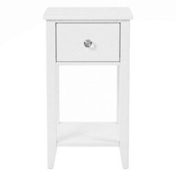 Levede Bedside Table Narrow Modern End Table Drawer & Shelf Bedroom White - thumbnail 3