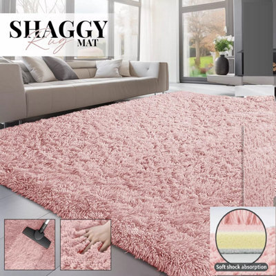Ameha Pink Non Slip Shaggy Rug Extra Large Area Bedroom 200X290 Cm Carpet Super Soft Living Room Rugs - image 1