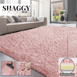 Ameha Pink Non Slip Shaggy Rug Extra Large Area Bedroom 200X290 Cm Carpet Super Soft Living Room Rugs - thumbnail 1