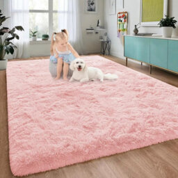 Ameha Pink Non Slip Shaggy Rug Extra Large Area Bedroom 200X290 Cm Carpet Super Soft Living Room Rugs - thumbnail 2