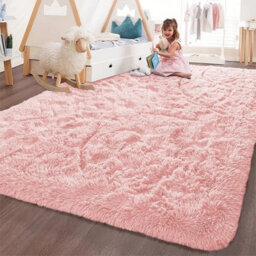 Ameha Pink Non Slip Shaggy Rug Extra Large Area Bedroom 200X290 Cm Carpet Super Soft Living Room Rugs - thumbnail 3