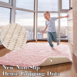 Ameha Pink Non Slip Shaggy Rug Extra Large Area Bedroom 200X290 Cm Carpet Super Soft Living Room Rugs - thumbnail 4