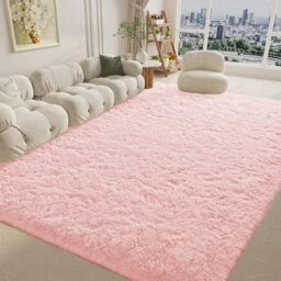 Ameha Pink Non Slip Shaggy Rug Extra Large Area Bedroom 200X290 Cm Carpet Super Soft Living Room Rugs - thumbnail 6