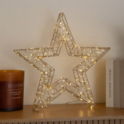 Samuel Alexander 50Cm Gold Light Up Christmas Star With 240 Warm White Leds & Timer - thumbnail 4
