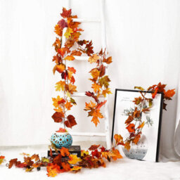 175Cm Artificial Maple Leaf Garland, Hanging Garland, Autumn For Thanksgiving, Fireplace, Christmas - thumbnail 2