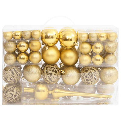 Berkfield Lightweight 111 Piece Christmas Bauble Set Gold Polystyrene