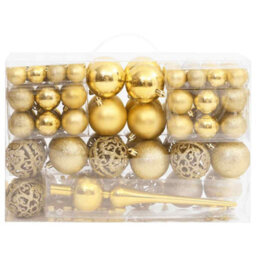 Berkfield Lightweight 111 Piece Christmas Bauble Set Gold Polystyrene