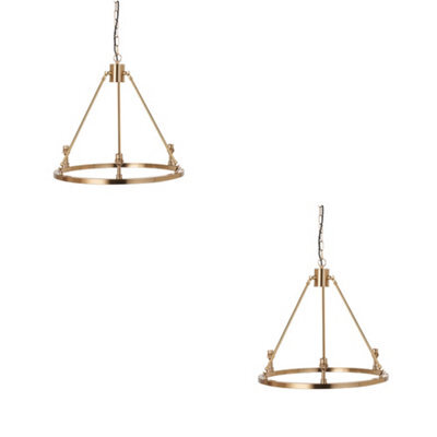 Loops Sophisticated 2 Pack Of Brushed Aged Brass Ceiling Pendant Lights - image 1