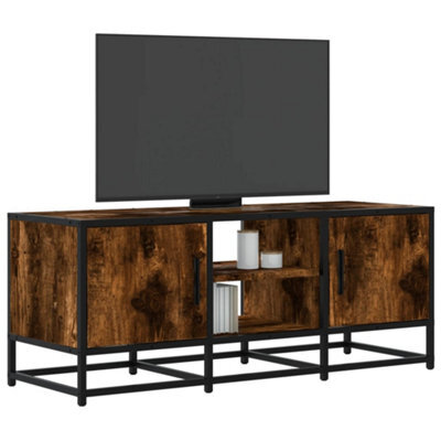 Berkfield Tv Cabinet Smoked Oak 100X35X41 Cm Engineered Wood And Metal - image 1