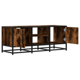 Berkfield Tv Cabinet Smoked Oak 100X35X41 Cm Engineered Wood And Metal - thumbnail 7