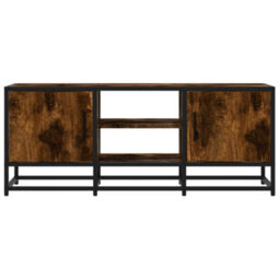 Berkfield Tv Cabinet Smoked Oak 100X35X41 Cm Engineered Wood And Metal - thumbnail 4