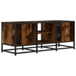 Berkfield Tv Cabinet Smoked Oak 100X35X41 Cm Engineered Wood And Metal - thumbnail 6