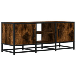 Berkfield Tv Cabinet Smoked Oak 100X35X41 Cm Engineered Wood And Metal - thumbnail 2