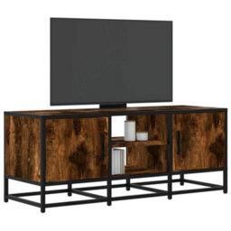 Berkfield Tv Cabinet Smoked Oak 100X35X41 Cm Engineered Wood And Metal - thumbnail 1