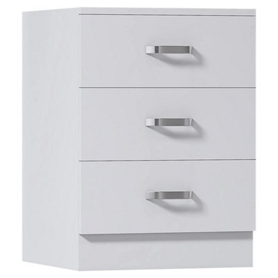 Matt White 3 Drawer Bedside Chest Bedroom Storage Furniture - image 1