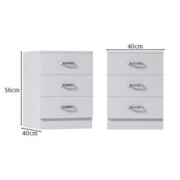Matt White 3 Drawer Bedside Chest Bedroom Storage Furniture - thumbnail 2
