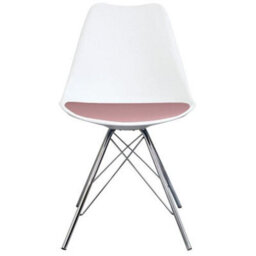 Fusion Living Soho White And Blush Pink Plastic Dining Chair With Chrome Metal Legs - thumbnail 6