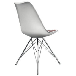 Fusion Living Soho White And Blush Pink Plastic Dining Chair With Chrome Metal Legs - thumbnail 4