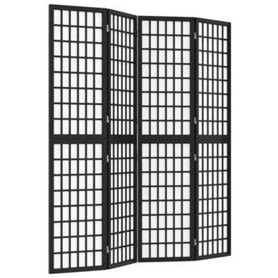 Berkfield Classic Folding 4-Panel Room Divider Japanese Style 160X170 Cm Black - image 1