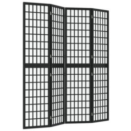 Berkfield Classic Folding 4-Panel Room Divider Japanese Style 160X170 Cm Black - thumbnail 1