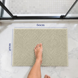 Aspire Homeware Quick Dry Chenille Bathmat Soft Water Absorbent Shower Mat Non-Slip Floor Mat, Cream (L)60Cm X (W)40Cm - thumbnail 6