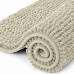Aspire Homeware Quick Dry Chenille Bathmat Soft Water Absorbent Shower Mat Non-Slip Floor Mat, Cream (L)60Cm X (W)40Cm - thumbnail 7
