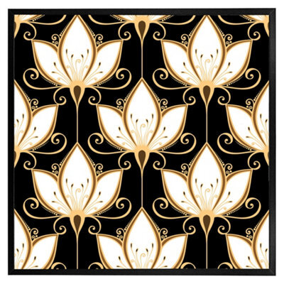 "Andrew Lee Black& Gold Floral Pattern (Picutre Frame) / 12X12"" / Oak" - image 1